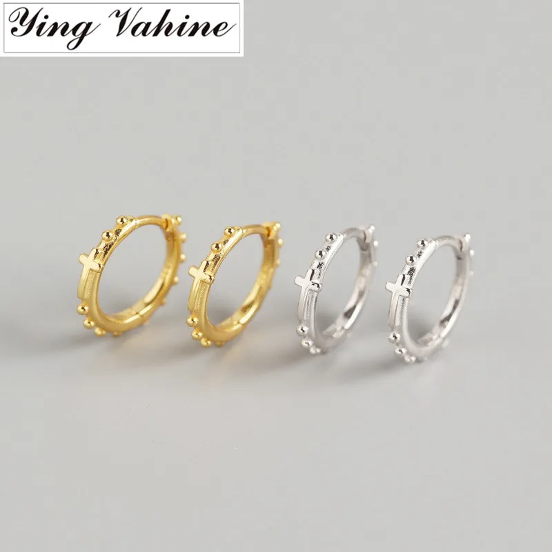 Ying Vahine Nuovo 100% 925 Sterling Silver Cross Orecchini Con Perno Per Le Donne