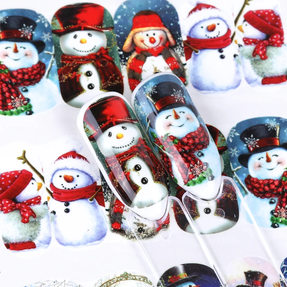 Новинка, 1 шт., Рождественская тема, Рождественский Снеговик, дизайн для ногтей, сделай сам, рукоделие, обертывания, переводные наклейки, украшения для ногтей SAA1149