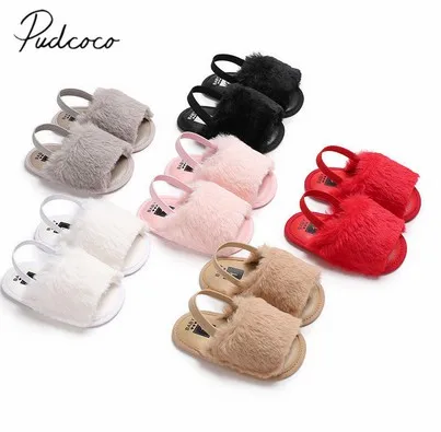 

2018 Brand New Newborn Toddler Baby Girls Summer Sandal Shoes 6 Style Fur Solid Flat With Heel Outfit 0-18M Baby Shoes