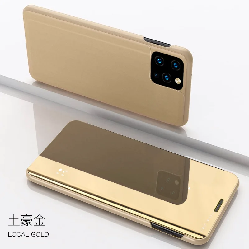 gold Роскошный чехол с зеркалом для iphone 6, 7, 8 X, XR, XS Max, прозрачный чехол с откидной крышкой и подставкой для iphone 11 Pro, max, 6 Plus, 7 Plus, 8 Plus, чехол - Цвет: gold