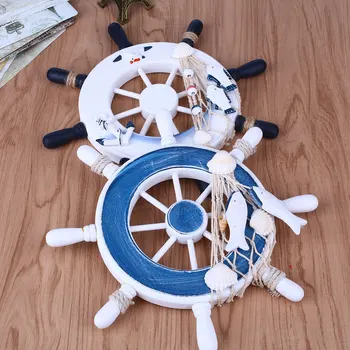 

Wooden Boat Wheel Nautical Rudder Beach Hanging Wall Decor Tools Supplies
