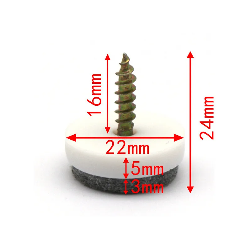 white 22mm 20 шт скользящие Нескользящие плитки войлочные протекторы для ногтей Новое поступление высокое качество 4 Размер стол стул ноги Нескользящие войлочные накладки для ногтей - Цвет: white 22mm