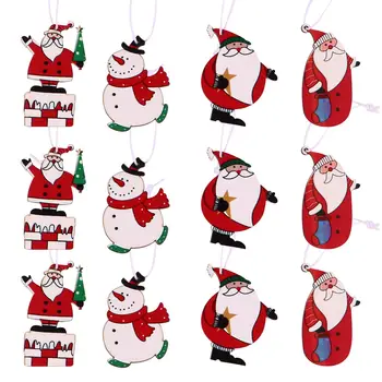 

12 Pcs Wooden Hangings Scene Decorations Christmas Pendants Creative Cartoon Decorative Handiwork Gifts for Party Xmas Tree