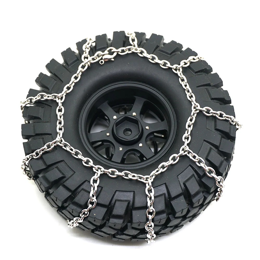 AXSPEED RC Car Snow Chain 120MM Metal Tires Snow Chain Wheels Tire Anti-skid Chains for 1/10 TRX4 RC Crawler Parts