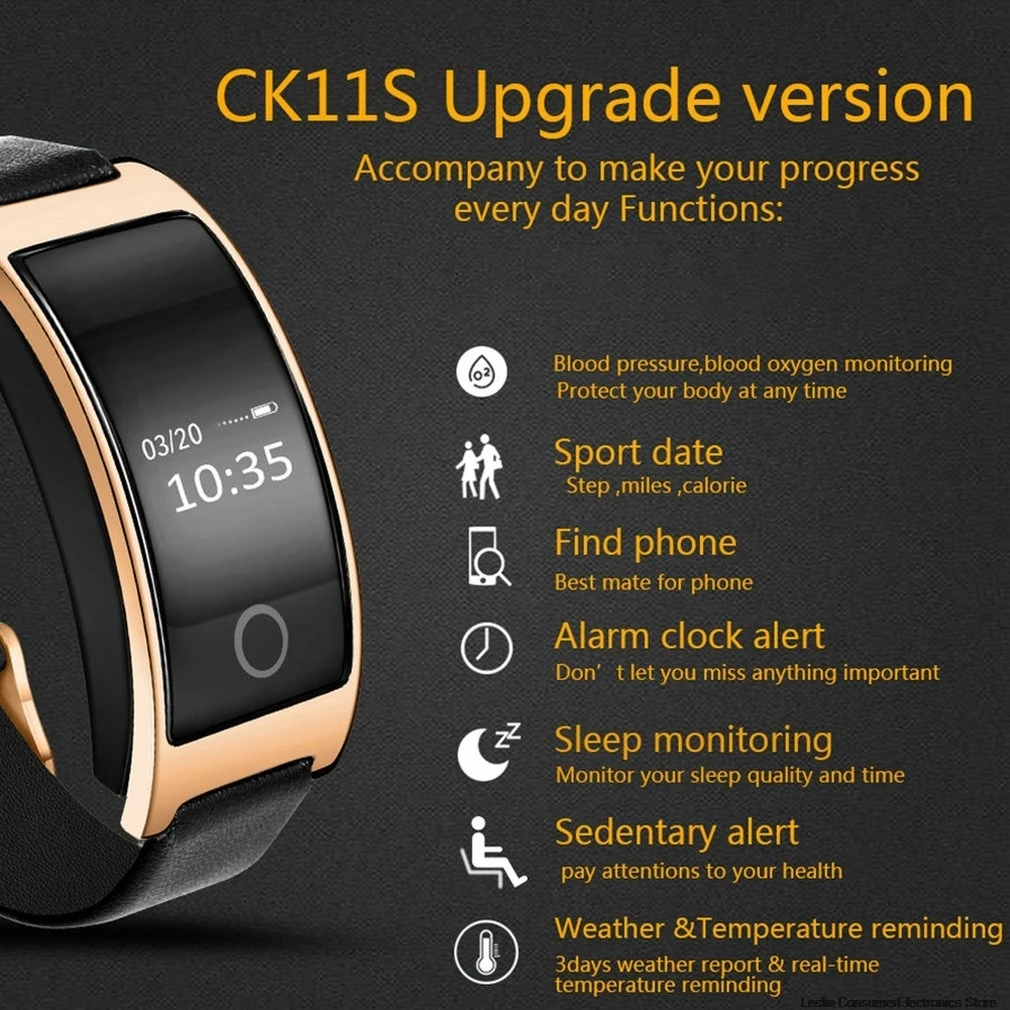  CK11S Smart Watch Bracelet Band  Blood Pressure Heart Rate Monitor Pedometer Fitness Multi-Function - 4000167199933