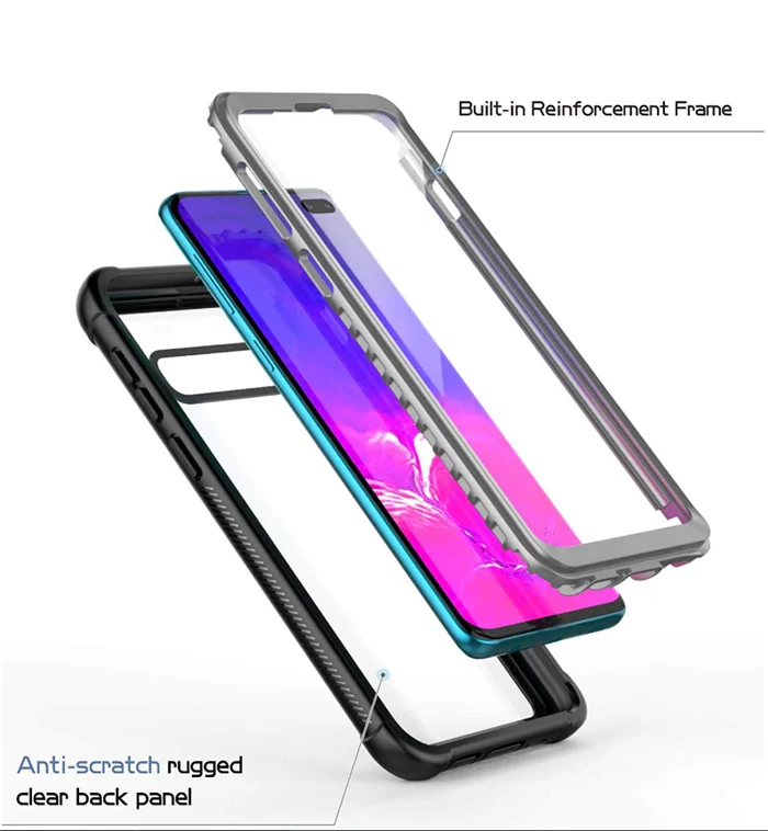 Shockproof Phone Case For Samsung S8 S9 S10 Plus S10e Transparent PC Back Cover For Galaxy Note 9 10 Plus Pro Full Protection