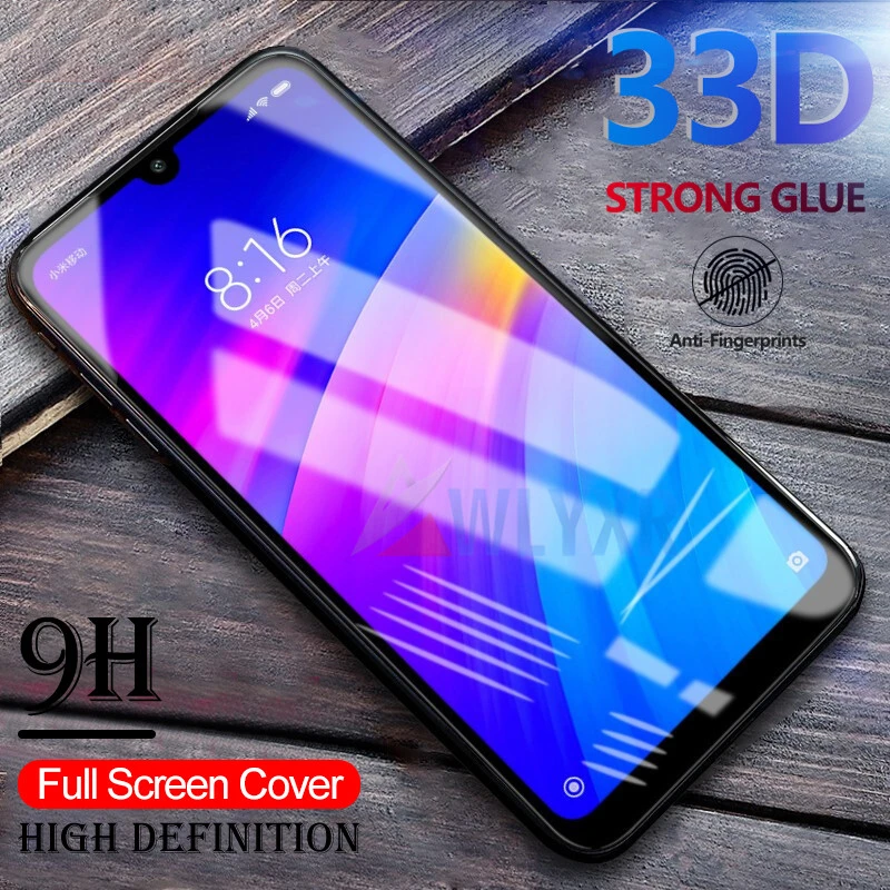 33D Tempered Glass For Xiaomi Redmi 8A 7A 4X note 5 6 7 8 Pro Screen Protector On The K20 Go Protective | Мобильные телефоны и