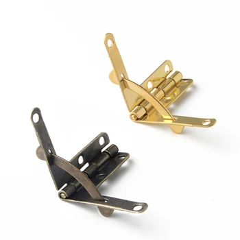 

2PCS/Lot Spring Hinge 90 Degree Angle Support Hinge Small Box Hinges for Jewelry Case Wooden Lid Door Close- Bright Gold, Bronze