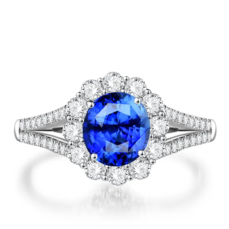 Bague Ringen Silver 925 Jewelry Rings For Women Flower Zircon ring Sapphire Engagement Wedding celebration Commemorative Gift