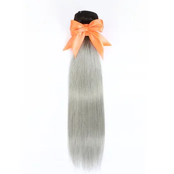 

Straight T1B-Grey Human Hair Bundles Deal Brazilain Pre-Colored Bundles Remy Ombre 3 Bundles Weaving Dark Roots Vrvogue