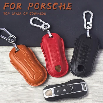 

Genuine Leather Car Key Case Shell Cover For Porsche Cayenne 911 996 Panamera Macan Boxster 986 987 981 3 Buttons