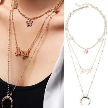 

Multi-layer Letter Butterfly Necklace
