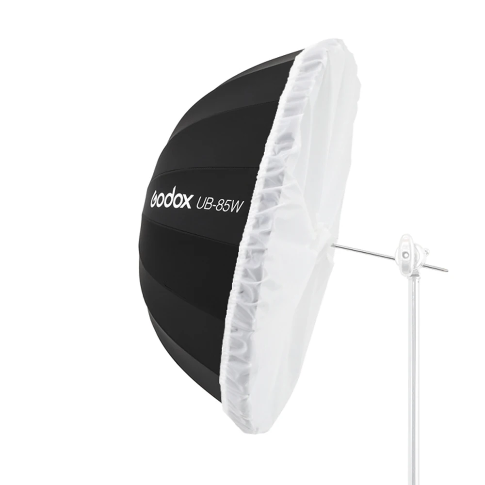 Godox UB-85W 33.5in 85cm Parabolic Black White Reflective Umbrella Studio Light Umbrella with Black Silver Diffuser Cover Cloth camera umbrella