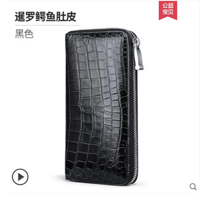 

ouluoer crocodile Long wallet Big brand men long leather zipper wallet large capacity black wallet trend
