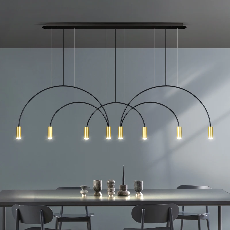 Nordic Post-modern Minimalist Line Chandelier Personality Creative Model Room Restaurant Dining Table Coffee Shop Bar Chandelier
