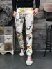 Men's Casual Spring Summer Flower Print Jeans Bar Club Fashion Trousers Colored Drawing Slim Elastic Cotton Denim Pants ► Photo 1/6