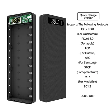 

Quick Charge Version 10*18650 Power Bank Case Dual USB Mobile Phone Charge QC 3.0 PD DIY Shell 18650 battery Holder Charging Box
