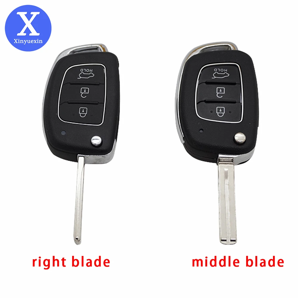 XINYUEXIN 3 Button Flip Folding Remote Auto Car Key Case Shell for Hyundai Solaris IX35 IX45 ELANTRA Santa Fe HB20 Verna Car Key