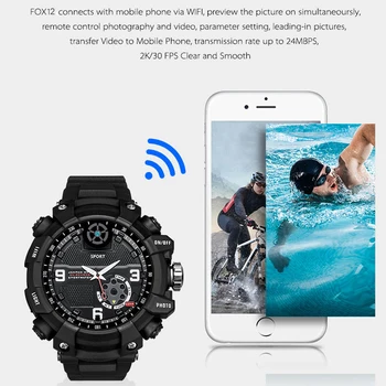 

FOX12 Mini Camera Smart Watch Sports Wearable Ourdoor Action Watch WIFI Watching P2P Camera 2K H.264 32G Memory IP67 Waterproof