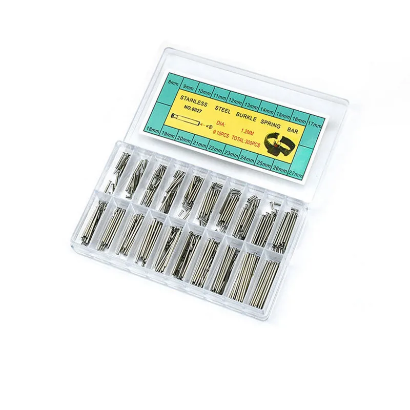 Wholesale 1 Set  Watch Repair Tools & Kits Spring Bar 8MM~27MM Watch Parts Stainless Steel Diameter 1.2MM Tight Nailing