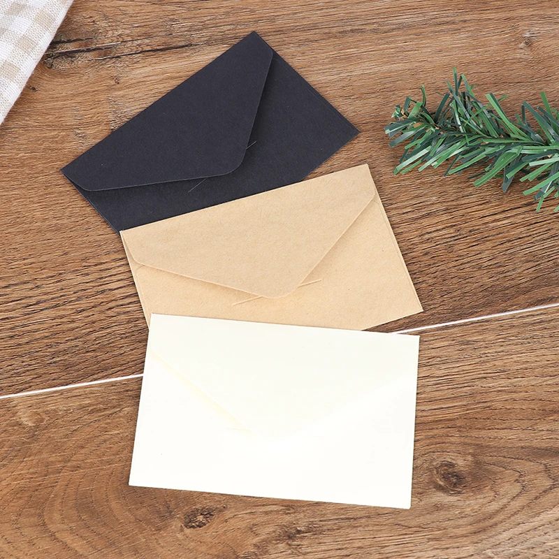 Mini sobres de papel Kraft en blanco y negro clásico para ventana, sobre de invitación para boda, 20 Uds.