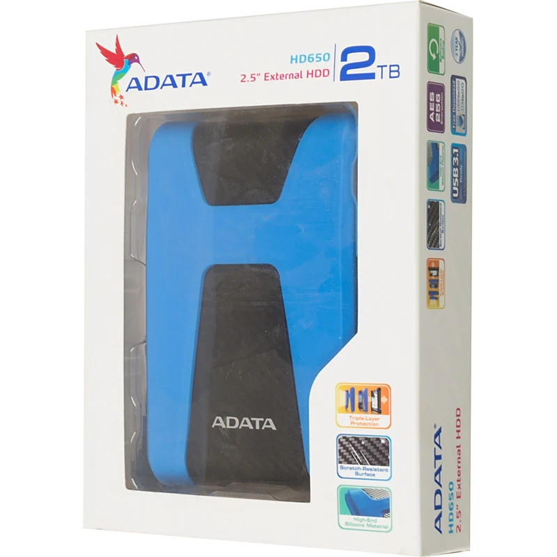 Жесткий диск A Data USB 3.0 2Tb AHD650 2TU31 CBL HD650 DashDrive Durable 2.5&quot синий|Внешние жесткие диски| |