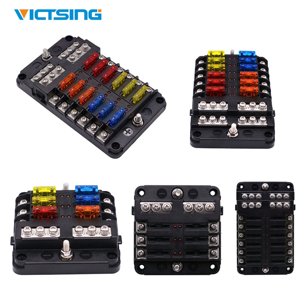 

Victsing 12V 32V Fuse Holder Box 6/8/10/12 Ways Fuse Box Case With LED Indicator Light for Car Truck Boat Marine Bus Automotive