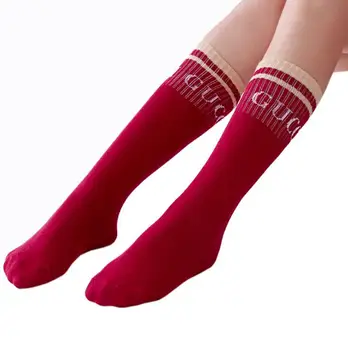 

Children's new high-end fashion socks, black red cute alphabet boy girl cotton socks