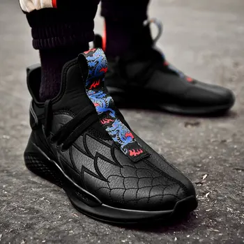 

High Top Platform Dad Sneakers Men Mesh Waterproof Dragon Embroidery Shoes Men White Sneakers Thick Sole Tenis Masculino Adulto