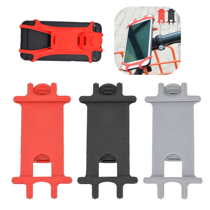 Universal Silicone Bike Phone Holder Bicycle Handlebar Stroller Scooter Cell Phone Mount Bracket for iPhone Samsung Galaxy Huawe