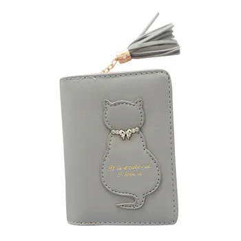 

Women Cat Tassel Clutches Wallet Handbag Cardbag Tote Ladies Purse Girl's cat tassel wallet Girls short wallet Женская сумка New