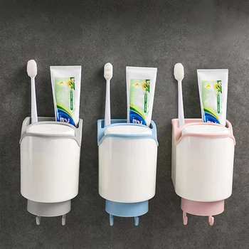 

Toothbrush Holder Wall Mounted Gargle Cup Mug Toothpaste Holder Toothbrush Cup Toothpaste Storage Holder (Pink)
