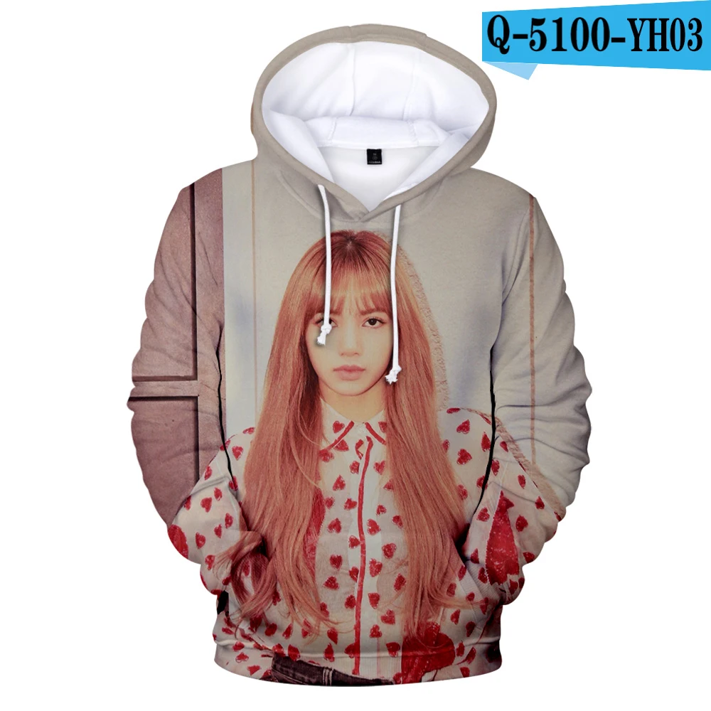 Горячая распродажа корейских идол BlackPink 3D толстовки мужские и женские осенние модные повседневные толстовки в стиле хип-хоп черные розовые толстовки с 3D принтом пальто - Цвет: 3D