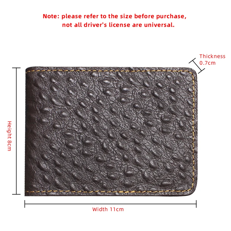 Handmade Genuine Leather Ostrich Pattern Driver License Documents Bag Driving Cover Credit/Bank Card Holder ID Card Slot