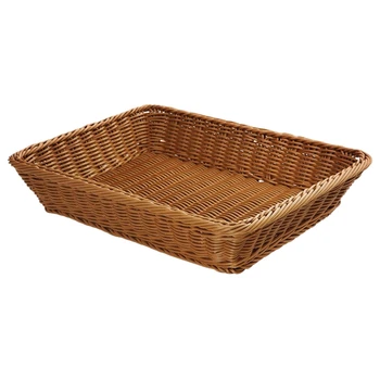 

17.7inch Simulation Vine Bread Basket-Woven Tabletop Food Fruit Vegetables Serving Basket, Restaurant Serving