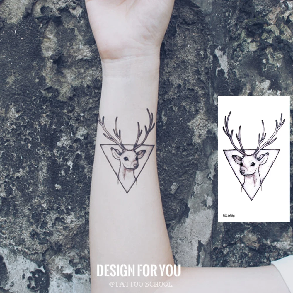 Rocooart Animal Temporary Waterproof Tattoo Sticker Deer Elk ...