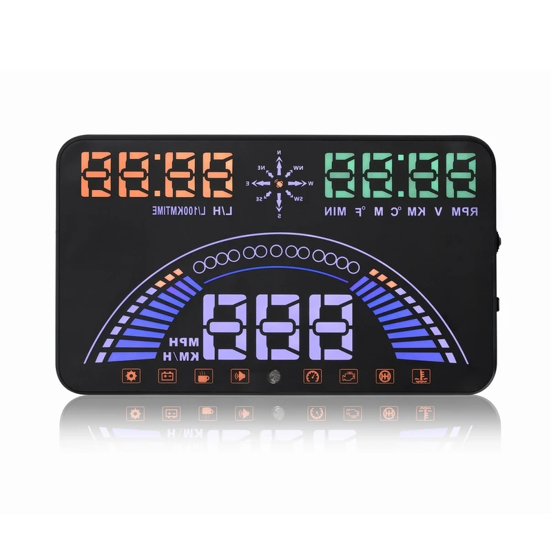 HUD S7 5,8 ''дюймовый автомобильный дисплей OBD2+ gps Две системы автомобильный интерфейс измеритель скорости детектор превышения скорости оповещение светодиодный сигнал тревоги
