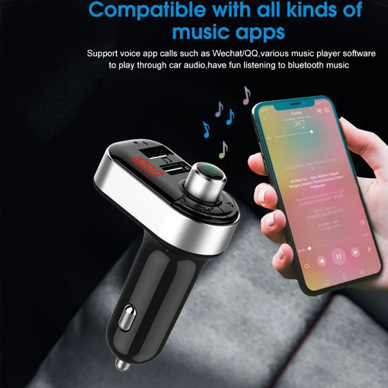 USB Автомобильное зарядное устройство Bluetooth fm-передатчик быстрое зарядное устройство s для Xiaomi samsung iPhone huawei Автомобильный MP3-плеер Прикуриватель разъем