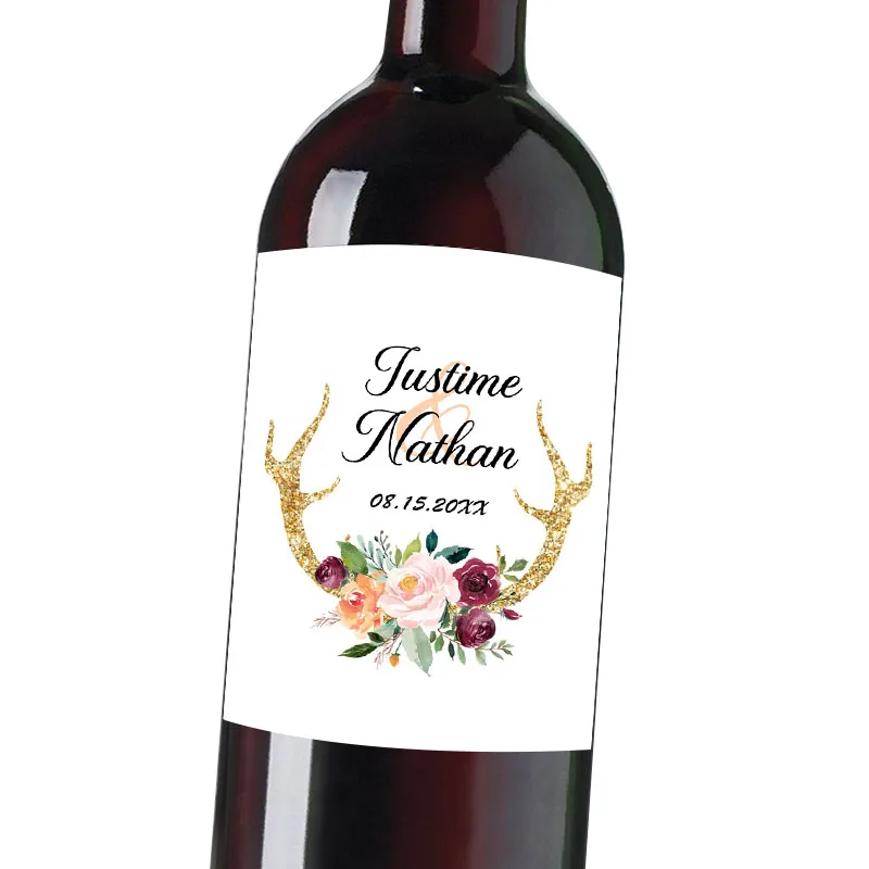 thumbnail image 1 of 20 etiquetas de vino personalizadas para aniversario de boda, pegatinas personalizadas para botellas de vino de matrimonio, regalos de boda para fiestas de cumpleaños, 1 of 5
