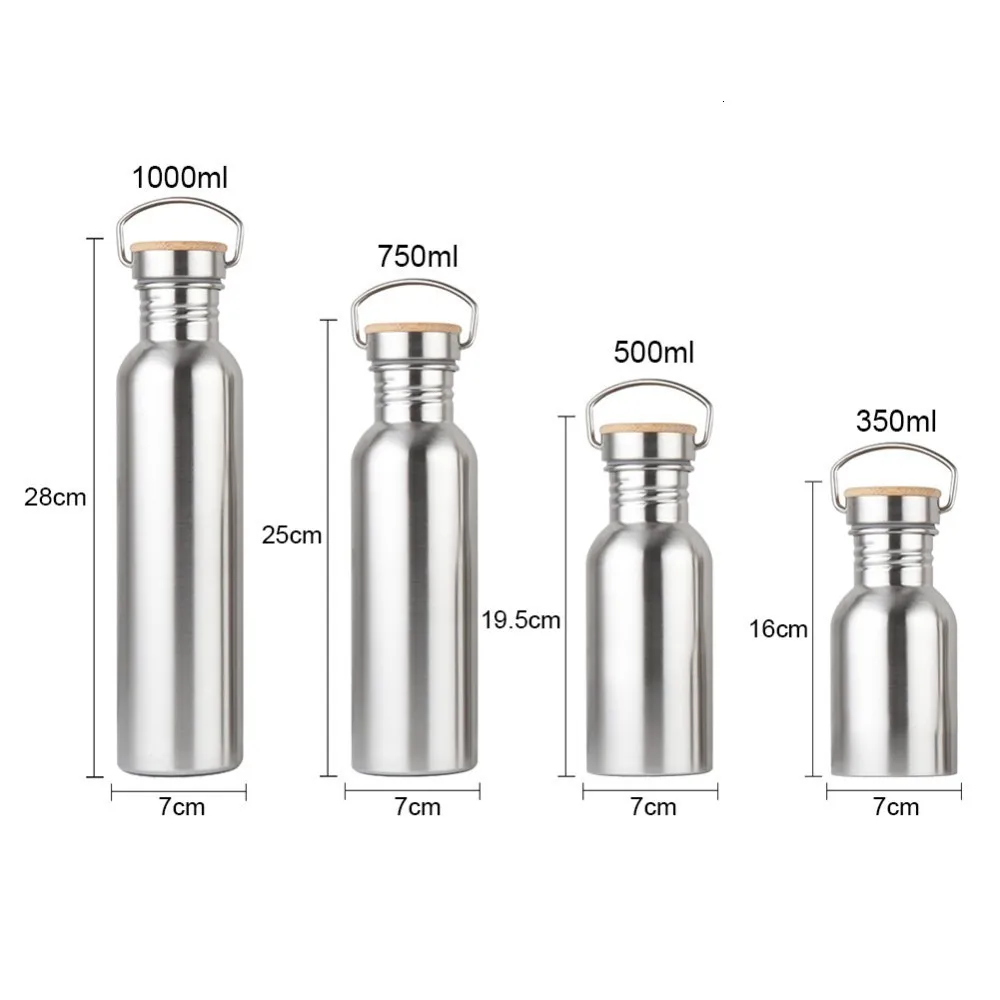 4 Size Stainless Steel Double Wall Vacuum Jug Insulated Water Bottles Coffee Kettle Travel Drink Vacuum Flasks 350-1000ml