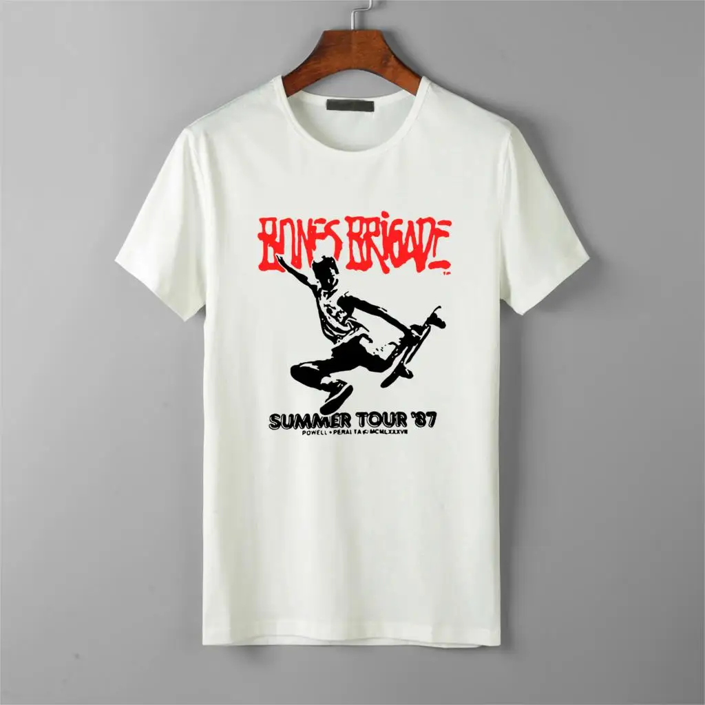 Забавная Мужская футболка белая черная Powell PERALTA Bones Brigade Tour ྒྷ для