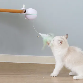 

Pet Toys For Cat Automatic Wand Feather Toys Kitten USB Rechargeable Electric Teaser Ball Toys Pet Playing Funny Supplies