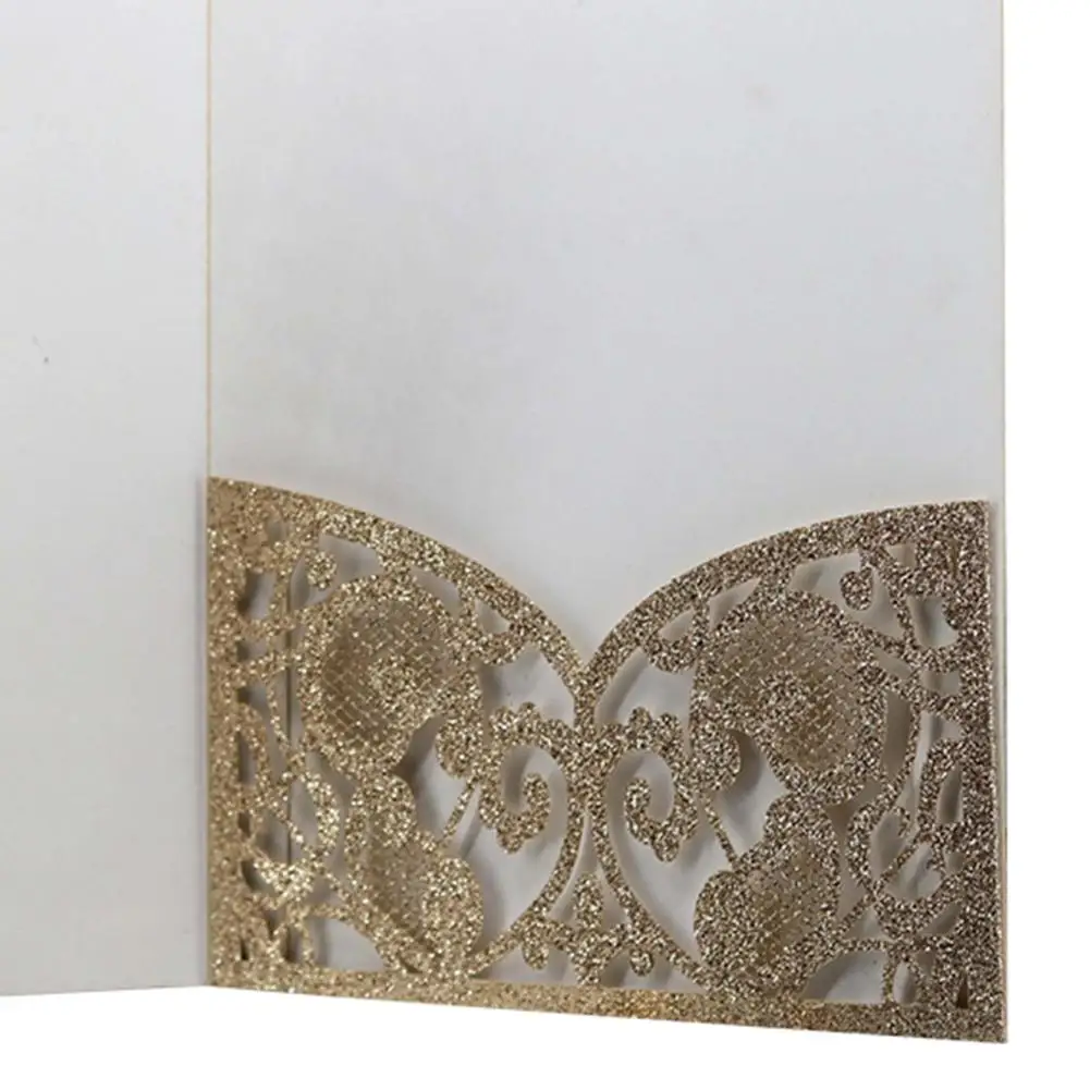  10PCS European Style Glitter Invitations European Style Laser Cut Wedding Invitations Holiday Greet - 4.00009E+12