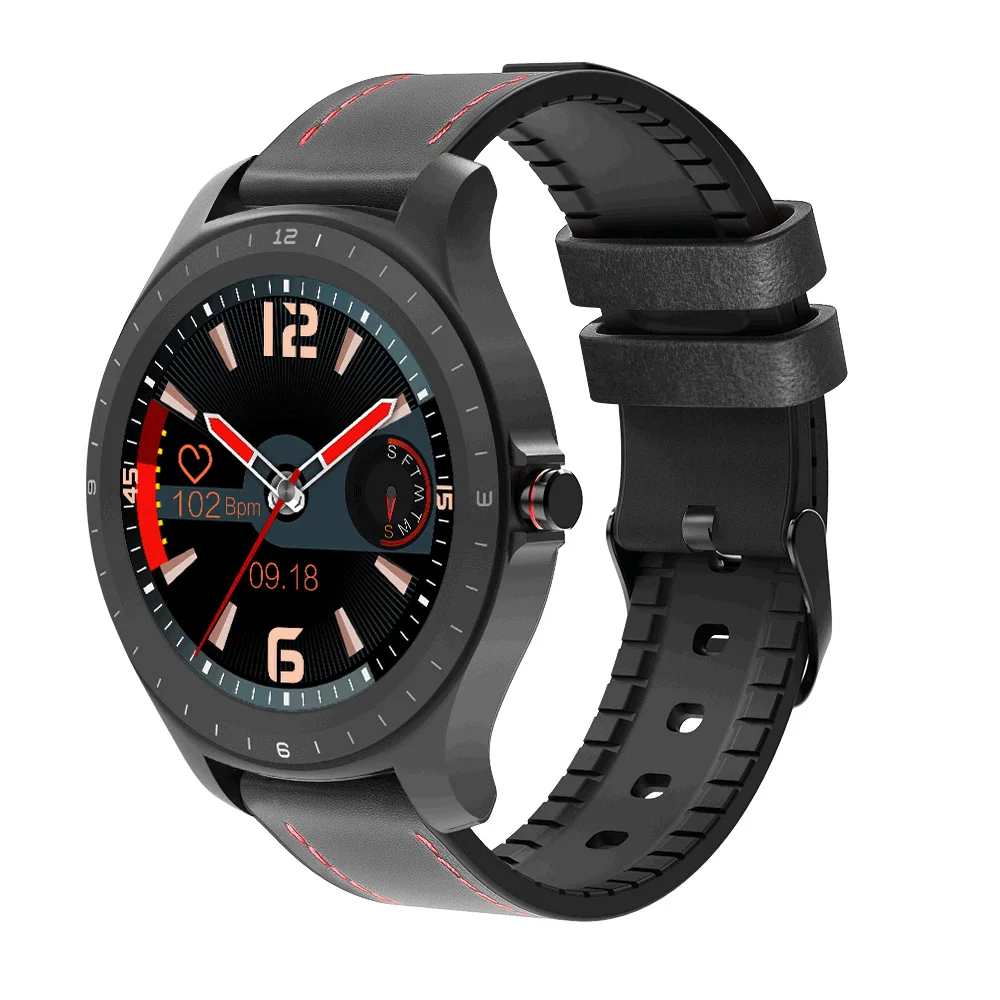 [Bluetooth 5.0] BlitzWolf BW-HL2 Smart Watch 1.3 'Полный Круглый Сенсорный Экран Монитор Сердечного ритма Артериального Давления O2 IP68 Водонепроницаемый Мужчины Женщины Мода Бизнес Smartwatch Фитнес-Трекер Браслет Гр - Цвет: Black Leather