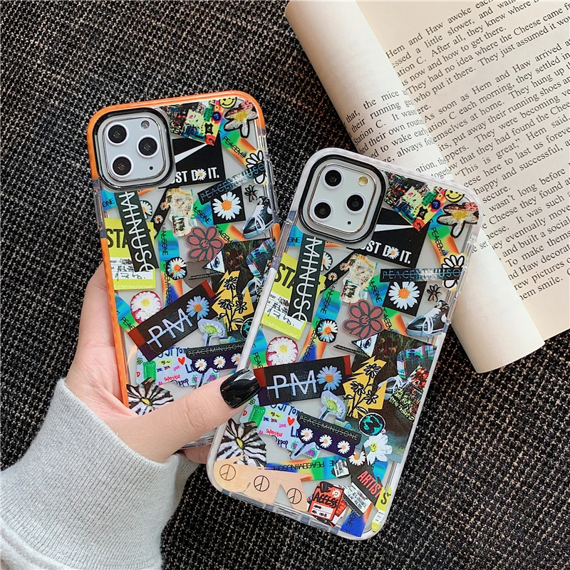 Ins корейский Стильный peaceminusone x фрагмент цветок этикетка чехол для iPhone 11 pro X XS MAX XR 8 7 6 S Plus Мягкий силиконовый чехол Capa