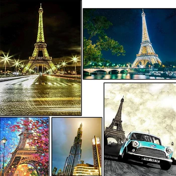 

full square/round Embroidery Tower construction 5D DIY diamond paintings 3D Cross stitch kits mosaic pictures wall stickers