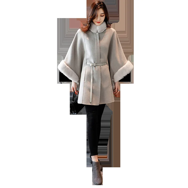 

Graceful Elegant by Age Woolen Overcoat Loose Thick Warm Winter 2019 New Mid-length Woolen Jacket Women's