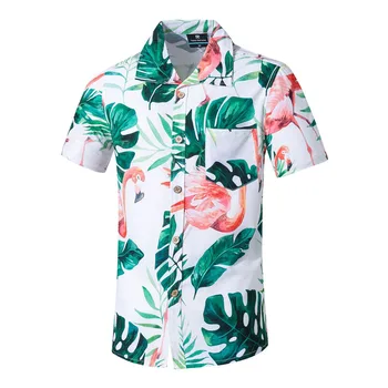 

Summer Hot Sell Men's Beach Shirt Fashion Short Sleeve Print Loose Casual Shirts Plus Asian Size M-4XL 5XL Hawaiian
