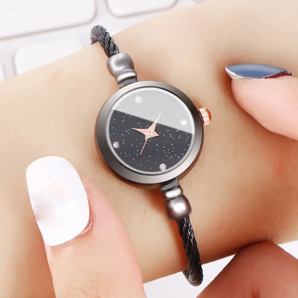 Reloj de cuarzo minimalista para mujer, pulsera de aleación de acero con correa de alambre, retro CHIC de viento, para estudiantes