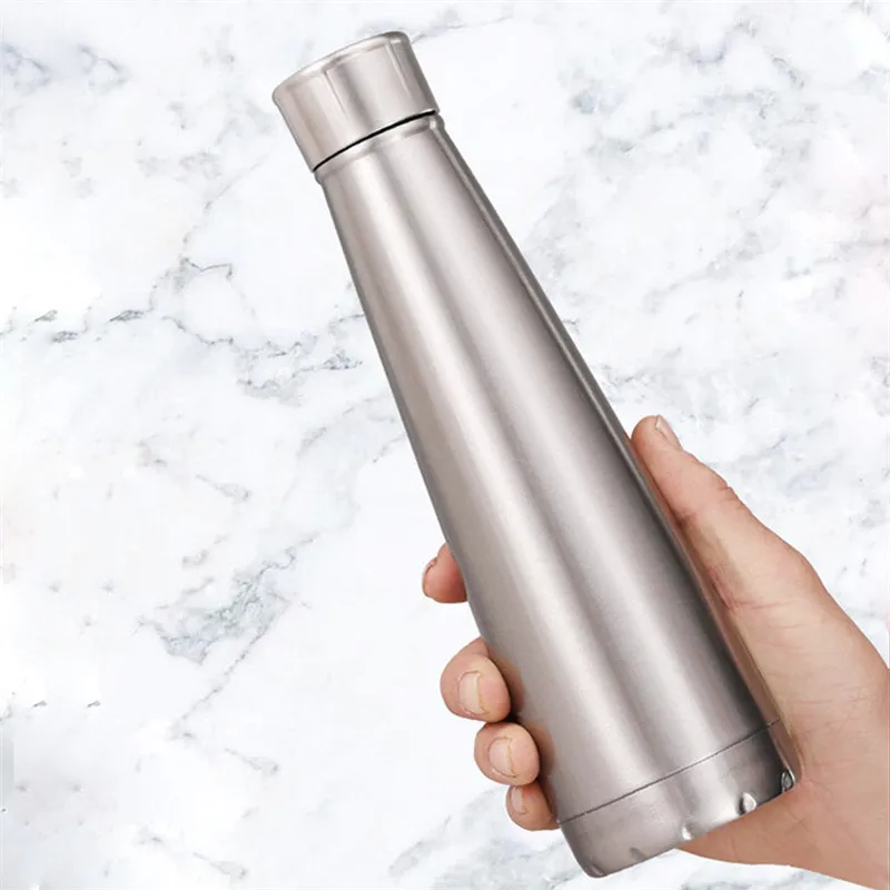 Silver Color 450 мл бутылка-термос из нержавеющей стали для спорта на открытом воздухе бутылки для воды с вакуумной изоляцией чашка дорожная колба посуда для напитков - Цвет: Silver Color